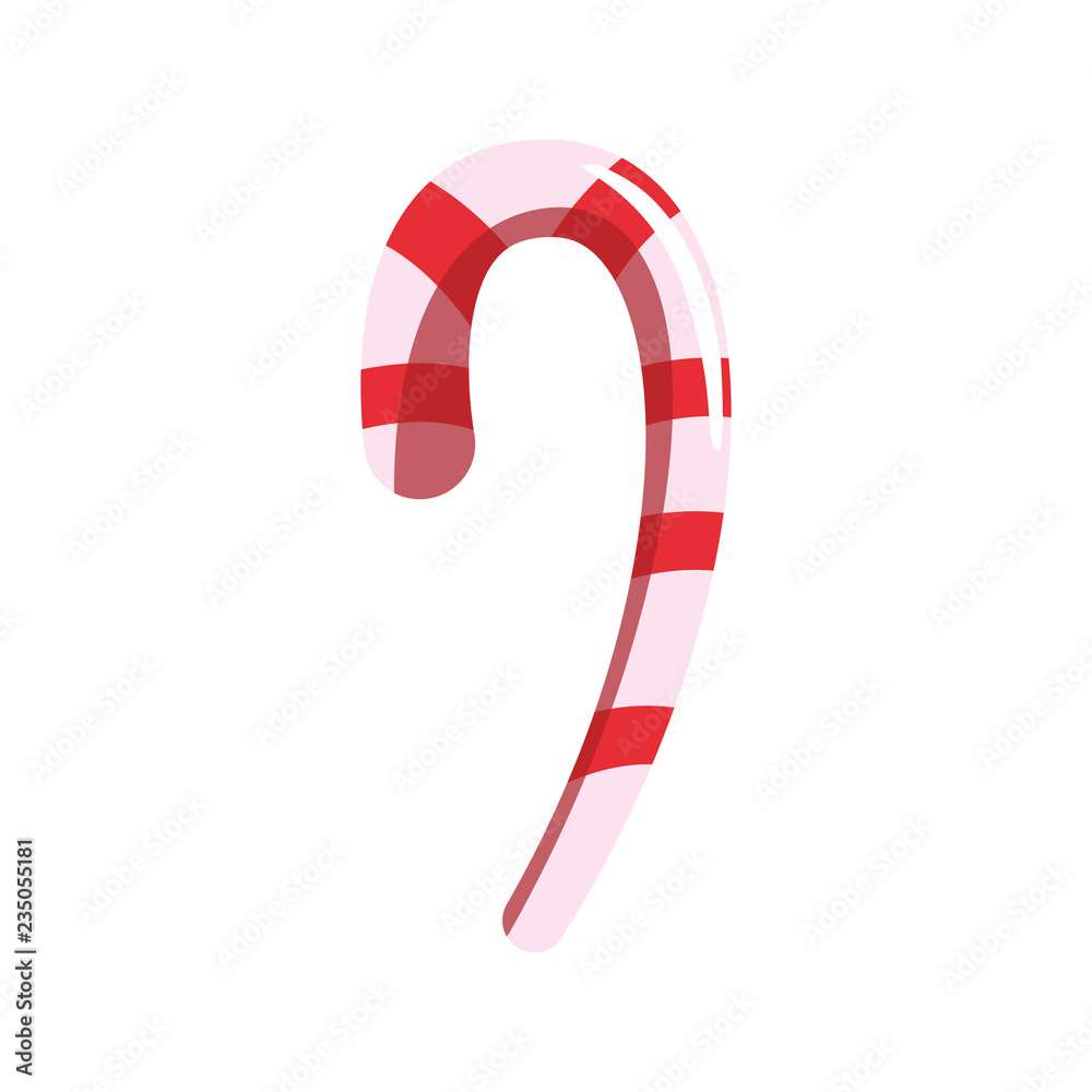 sweet candy cane on white background
