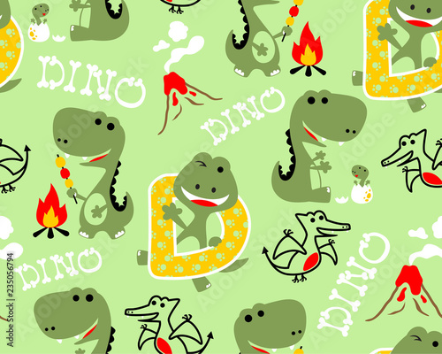 Vector of seamless pattern with dinosaurs cartoon