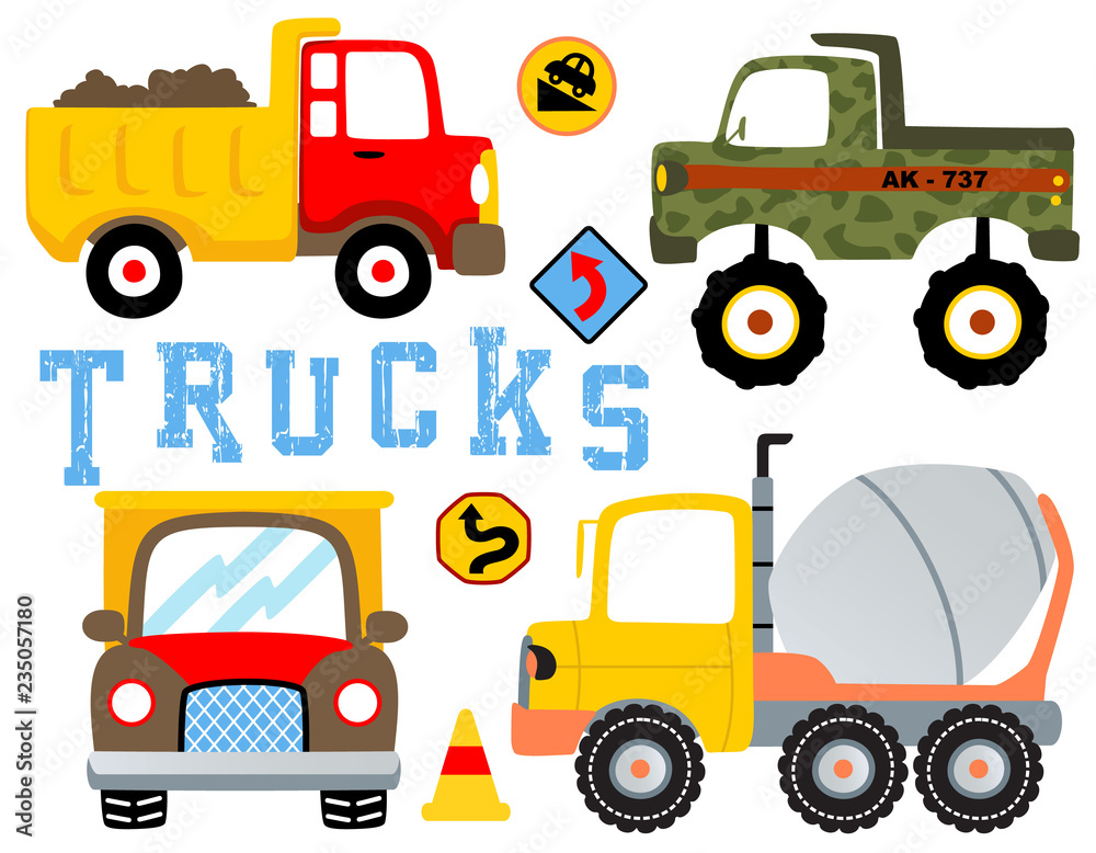 vector set of trucks cartoon