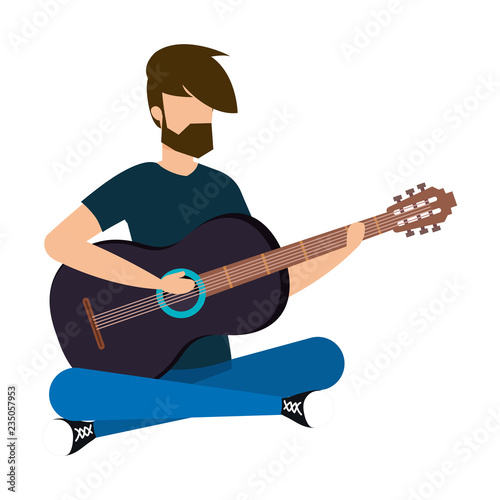 man playing acoustic guitar