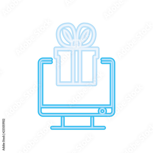online shopping computer gift neon