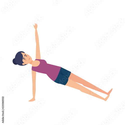 woman practicing yoga position