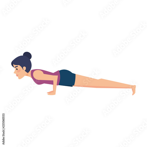 woman practicing yoga position