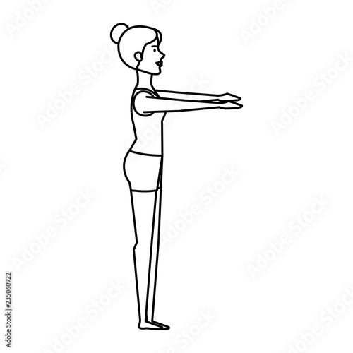 woman practicing yoga position