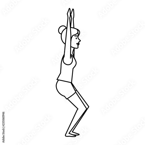woman practicing yoga position
