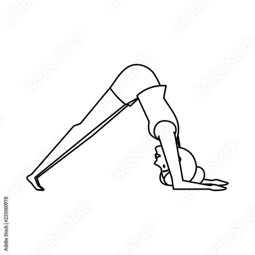 woman practicing yoga position