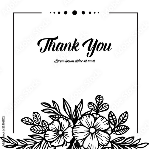 Thank you vector greeting card floral background