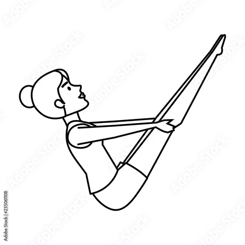 woman practicing yoga position