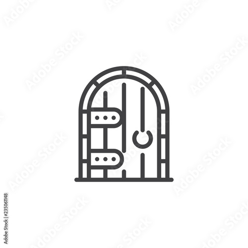 Cellar door outline icon. linear style sign for mobile concept and web design. Wood door simple line vector icon. Symbol, logo illustration. Pixel perfect vector graphics