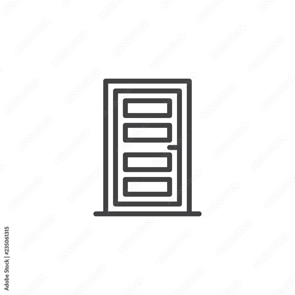 Wood door outline icon. linear style sign for mobile concept and web design. Front door simple line vector icon. Symbol, logo illustration. Pixel perfect vector graphics Wood door outline icon. linear style sign for mobile concept and web design. Front door simple line vector icon. Symbol, logo illustration. Pixel perfect vector graphics