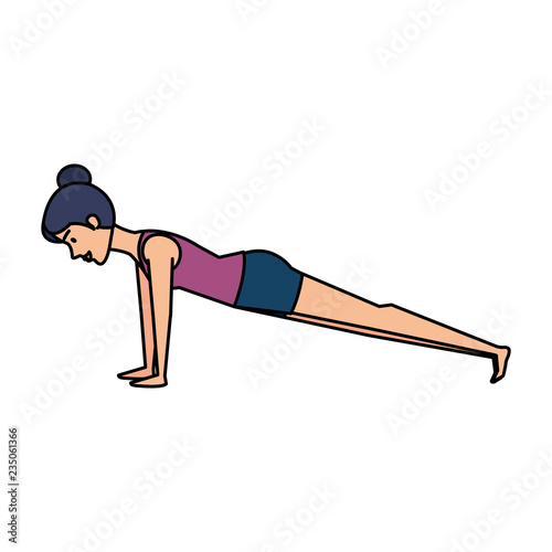 woman practicing yoga position