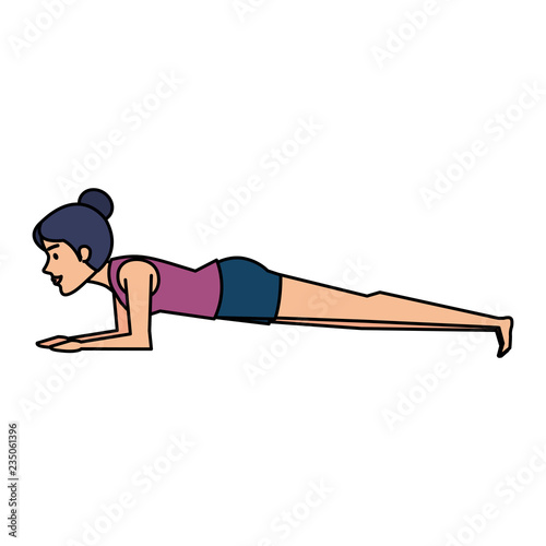 woman practicing yoga position