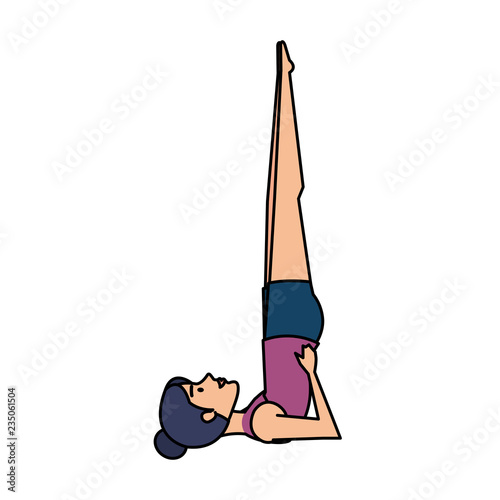 woman practicing yoga position