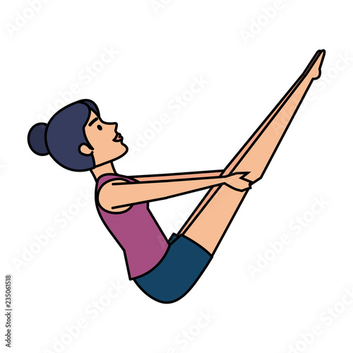 woman practicing yoga position