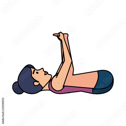woman practicing yoga position
