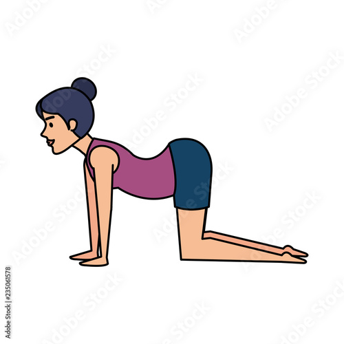 woman practicing yoga position