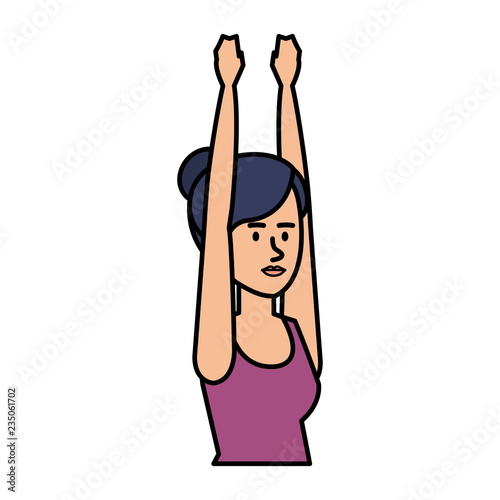 woman practicing yoga position