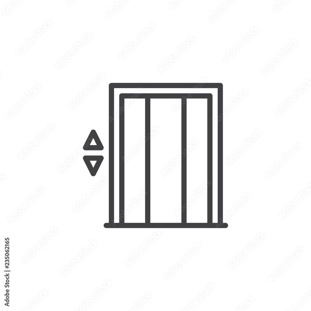 Elevator door outline icon. linear style sign for mobile concept and web design. Elevator gate simple line vector icon. Symbol, logo illustration. Pixel perfect vector graphics Elevator door outline icon. linear style sign for mobile concept and web design. Elevator gate simple line vector icon. Symbol, logo illustration. Pixel perfect vector graphics