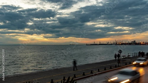 Thessaloniki city from sunset to night time photo