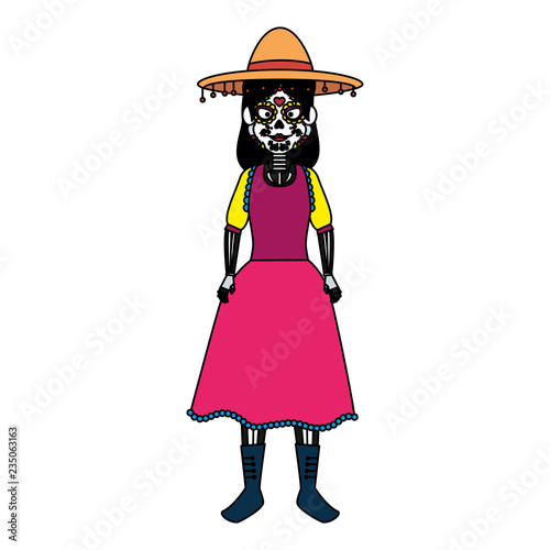 mexica woman with catrina costume