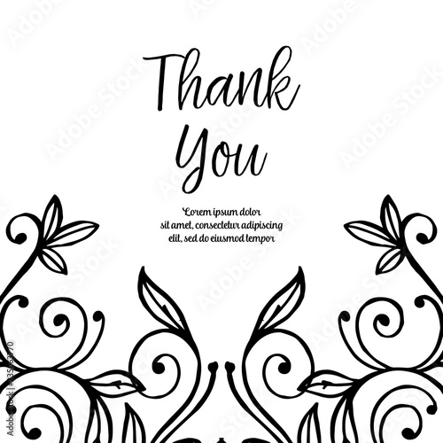 vector flower thank you text hand draw