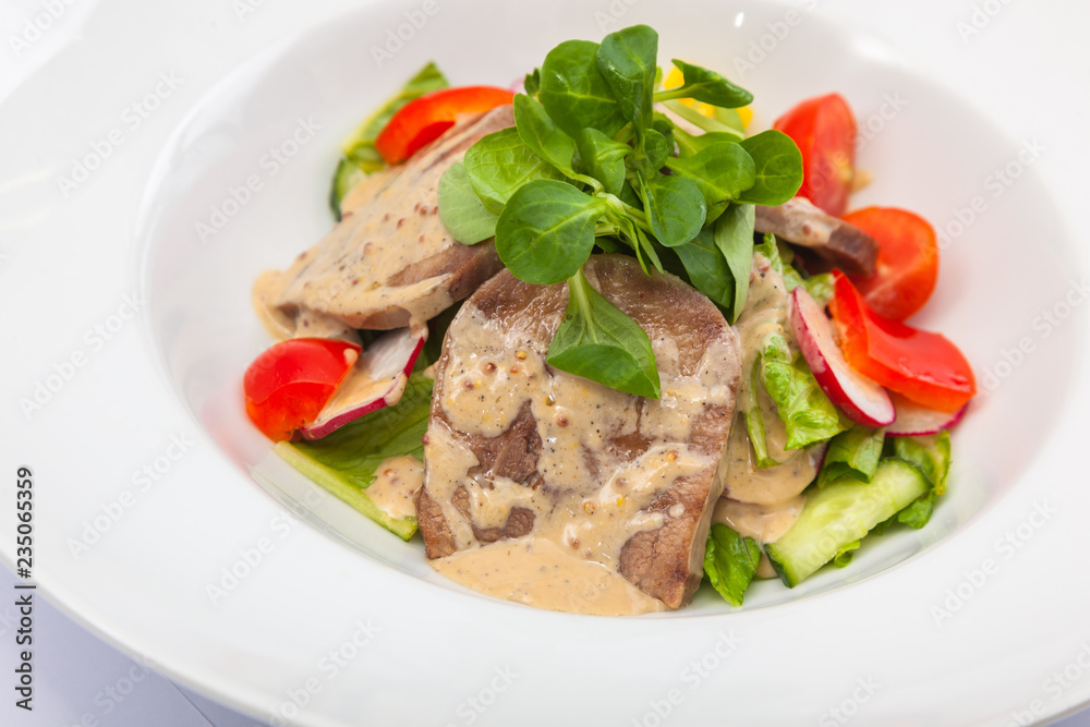 Salad with tongue and radish