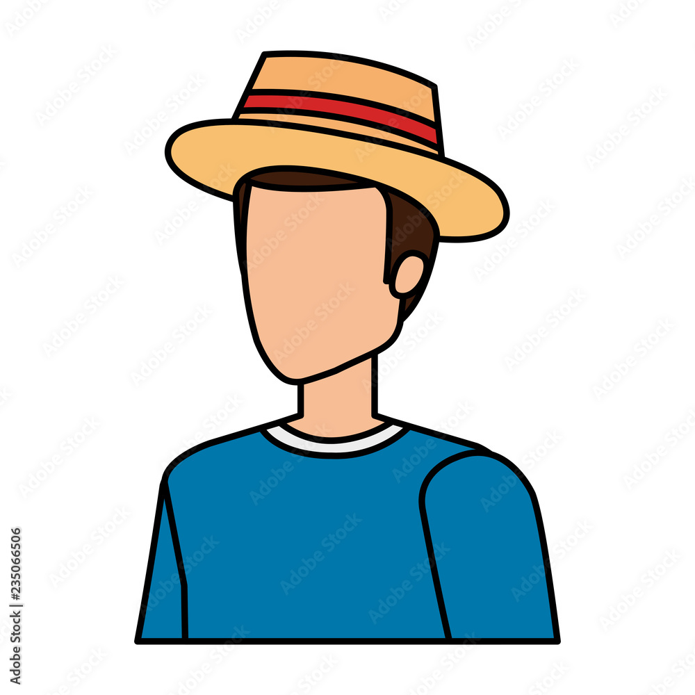 young man with tourist hat character