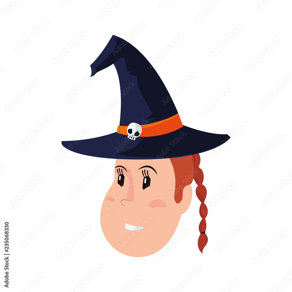 girl face with witch hat