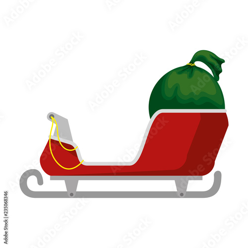 santa claus carriage with gifts bag