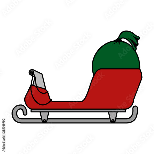 santa claus carriage with gifts bag