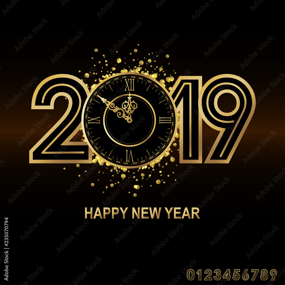 Happy new year 2019 with number for modify on next year. Happy new year 2019 with number for modify on next year.