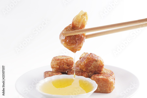 Hoi Jo, Chinese food, deep fried crab meat roll. Or call crab jujube served with sweet plum sauce.