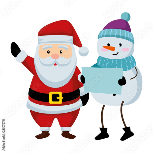 cute christmas santa claus and snowman © Gstudio