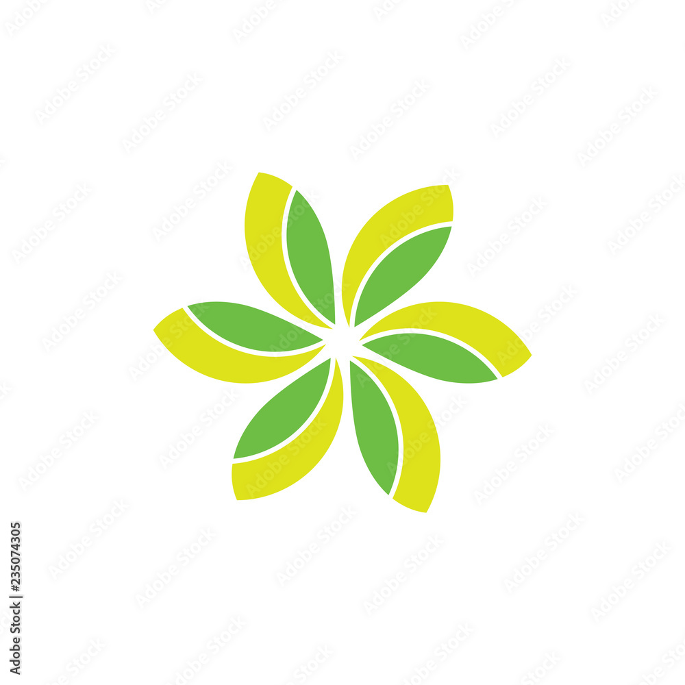 simple geometric flower leaf circle logo 