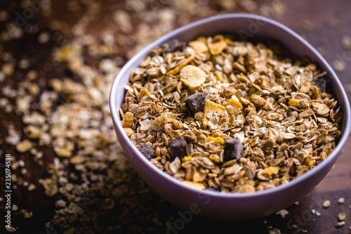 Cereal, seeds and oats, healthy meal.