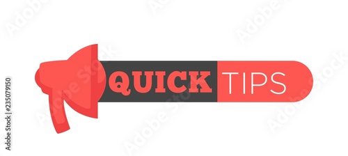 Quick tips poster giving advice. Hand gesture and headline placed in black block