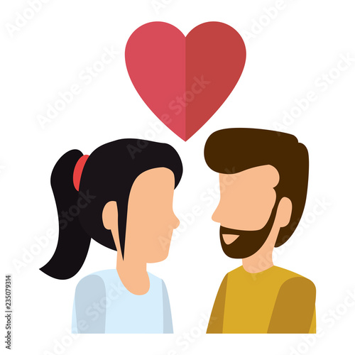 young couple with heart love