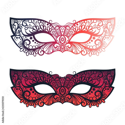 Bright carnival festive masks vector isolated on white background