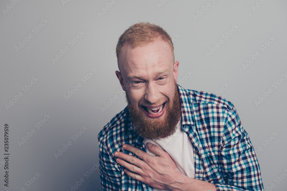 Fototapeta premium Close up portrait of attractive handsome good-dressed man isolat