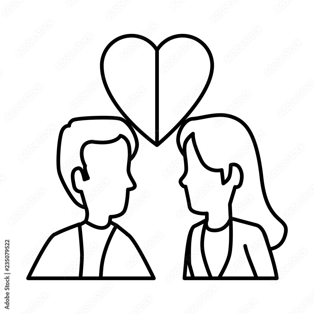 young couple with heart love young couple with heart love