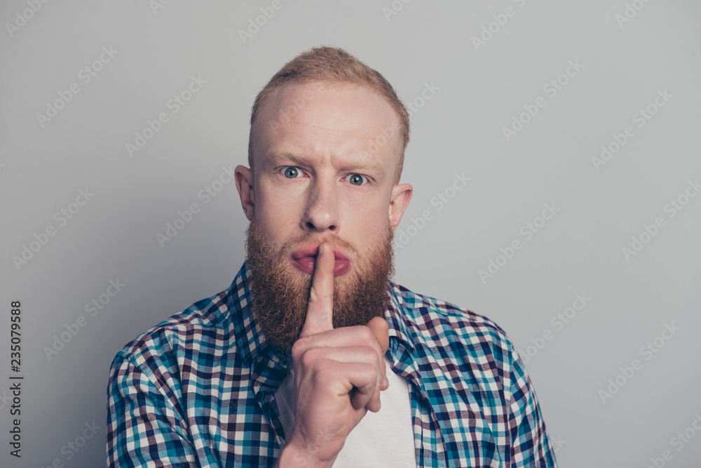 Close up portrait of attractive peaceful positive kind man look Close up portrait of attractive peaceful positive kind man look