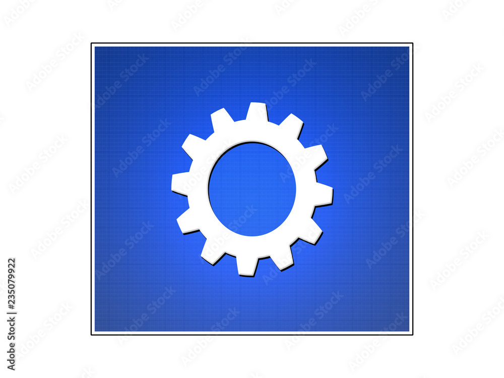 Gear wheel on blueprint 