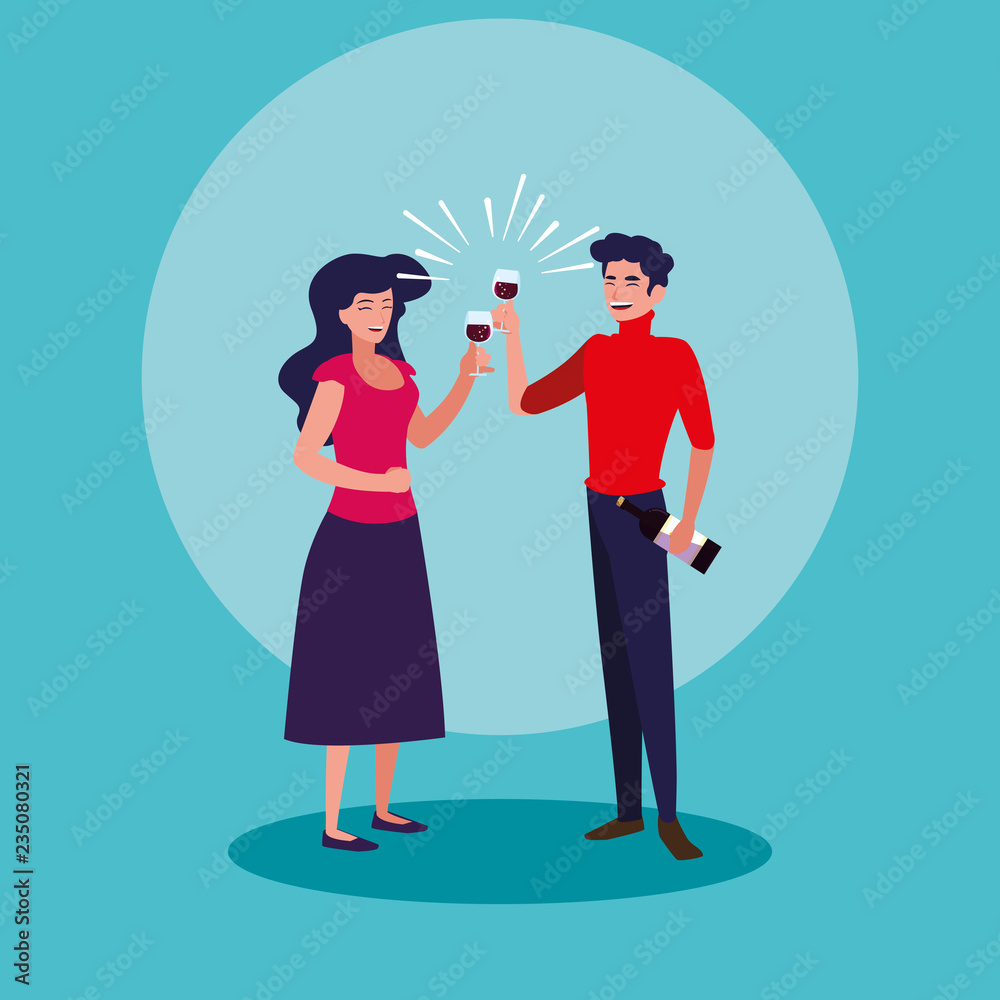 couple happy celebrating party avatar character couple happy celebrating party avatar character