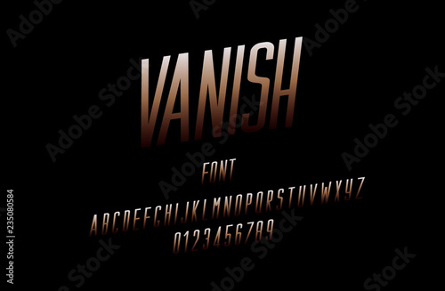 Gradually disappearing font, alphabet, letters and numbers. Vector Illustration