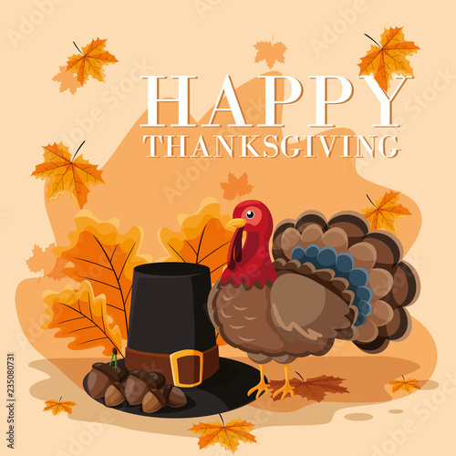 turkey with pilgrim hat of thanksgiving day