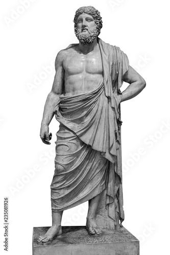 Photography Marble statue of greek god Zeus isolated on white background