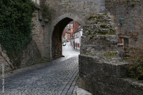 Town of Rothenburg ob der Tauber  Germany. Gate in the fortress wall