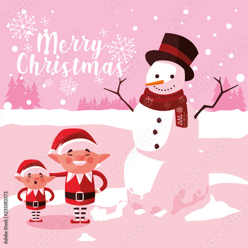 helpers santa claus with snowman