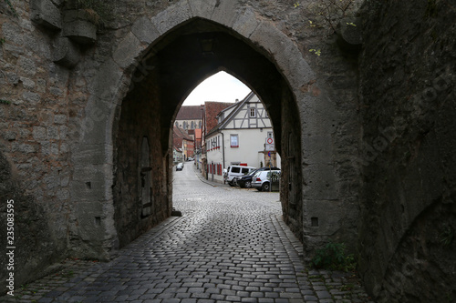 Town of Rothenburg ob der Tauber, Germany. Gate in the fortress wall © leomalsam