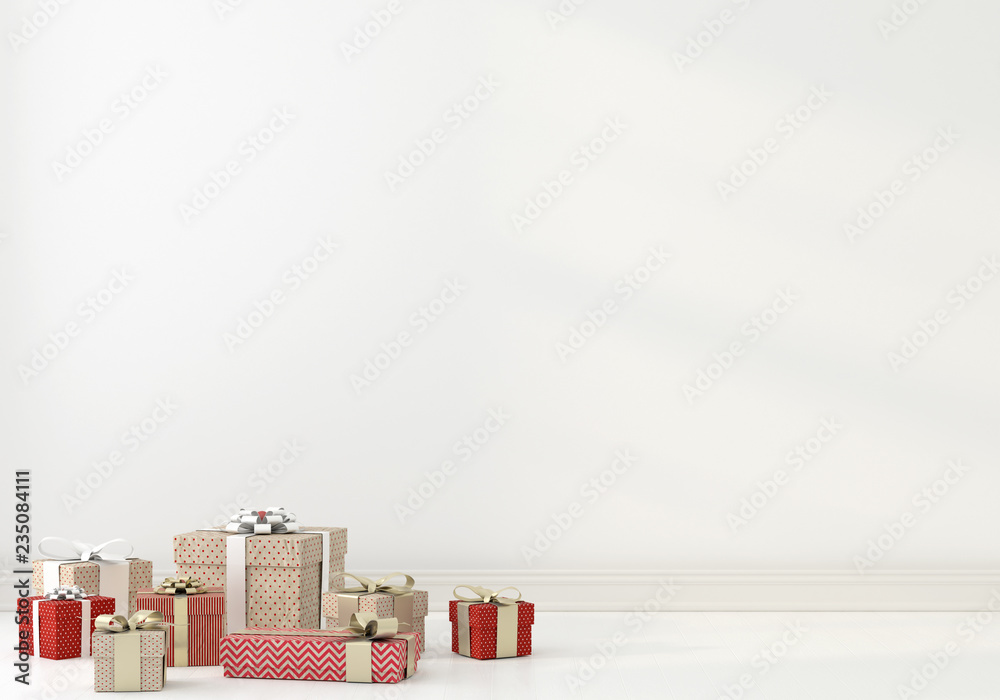 Festive interior with gifts